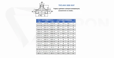 Trójnik BBB BSP G3/8" BSP stal nierdzewna 1.4571