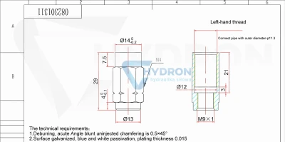 Nakrętka / tuleja wąż 11,3mm centralne smarowanie