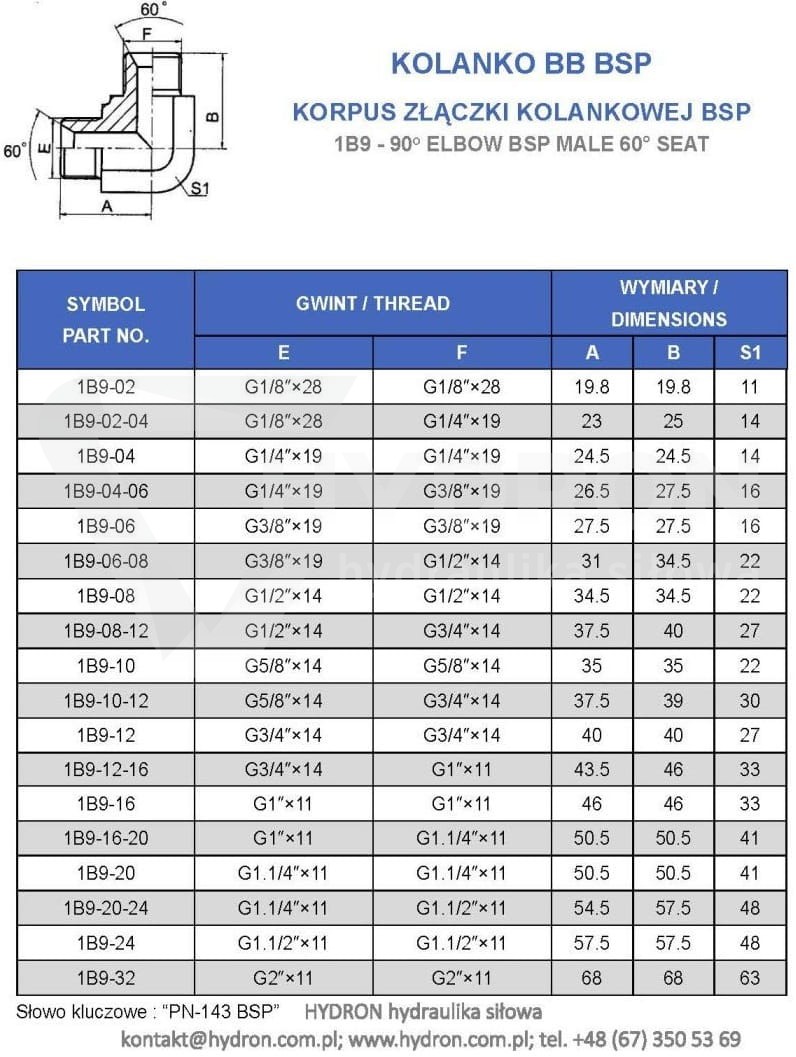 Kolanko BB 90° BSP 1/8"