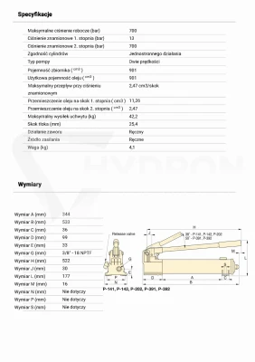 Pompa ręczna hydrauliczna ENERPAC P392 dwustopniow