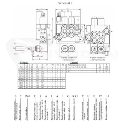 Rozdzielacz hydrauliczny 80L 1 jednosekcyjny