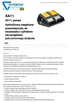 Pompa hydrauliczno pneumatyczna XA11 ENERPAC