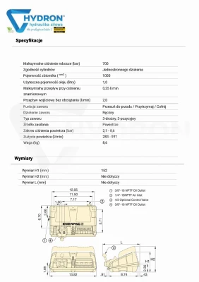 Pompa hydrauliczno pneumatyczna XA11 ENERPAC