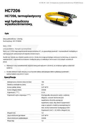 Przewód termoplastyczny DN06 700 bar 1,8mb HC-7206
