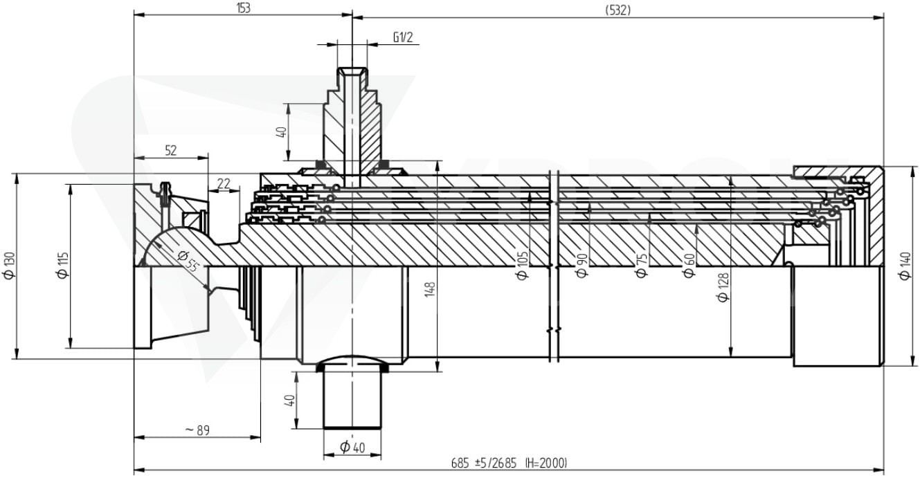 Siłownik hydrauliczny teleskopowy ST4-2000