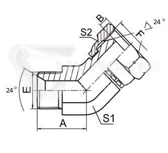 Kolanko AB 45° M52x2 42L