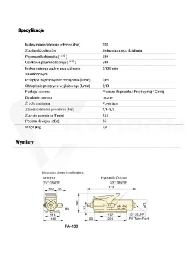 Pompa hydrauliczno pneumatyczna PA133 ENERPAC