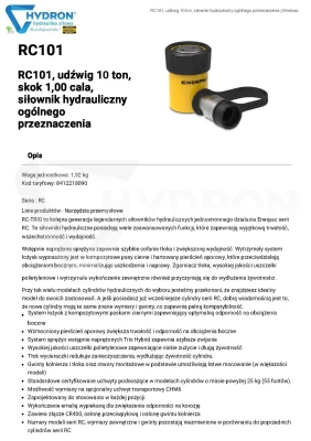 Siłownik hydrauliczny RC101 ENERPAC skok 26 mm