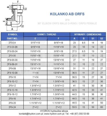 Kolanko AB 90° 11/16 ORFS