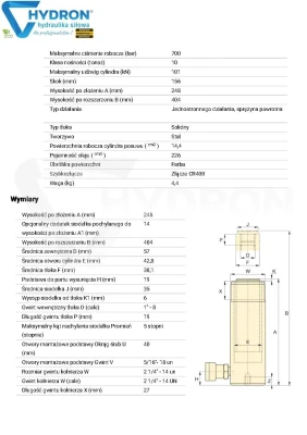 Siłownik hydrauliczny RC-106 ENERPAC skok 156 mm