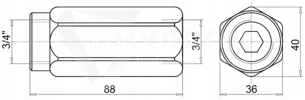 Zawór zwrotny VU liniowy BSP 3/4" 6-8 bar 350bar