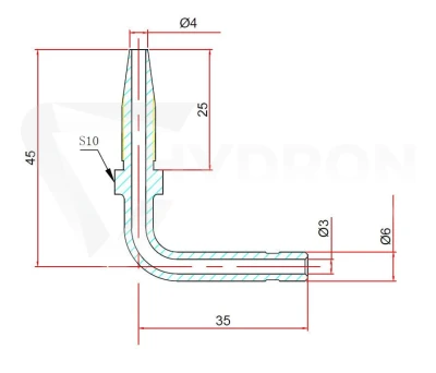 Końcówka zakuwki 90° rurka 6mm na wąż 8,6mm