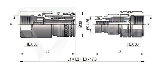 Szybkozłącze suchoodcinające JIC 1.1/16"  gniazdo
