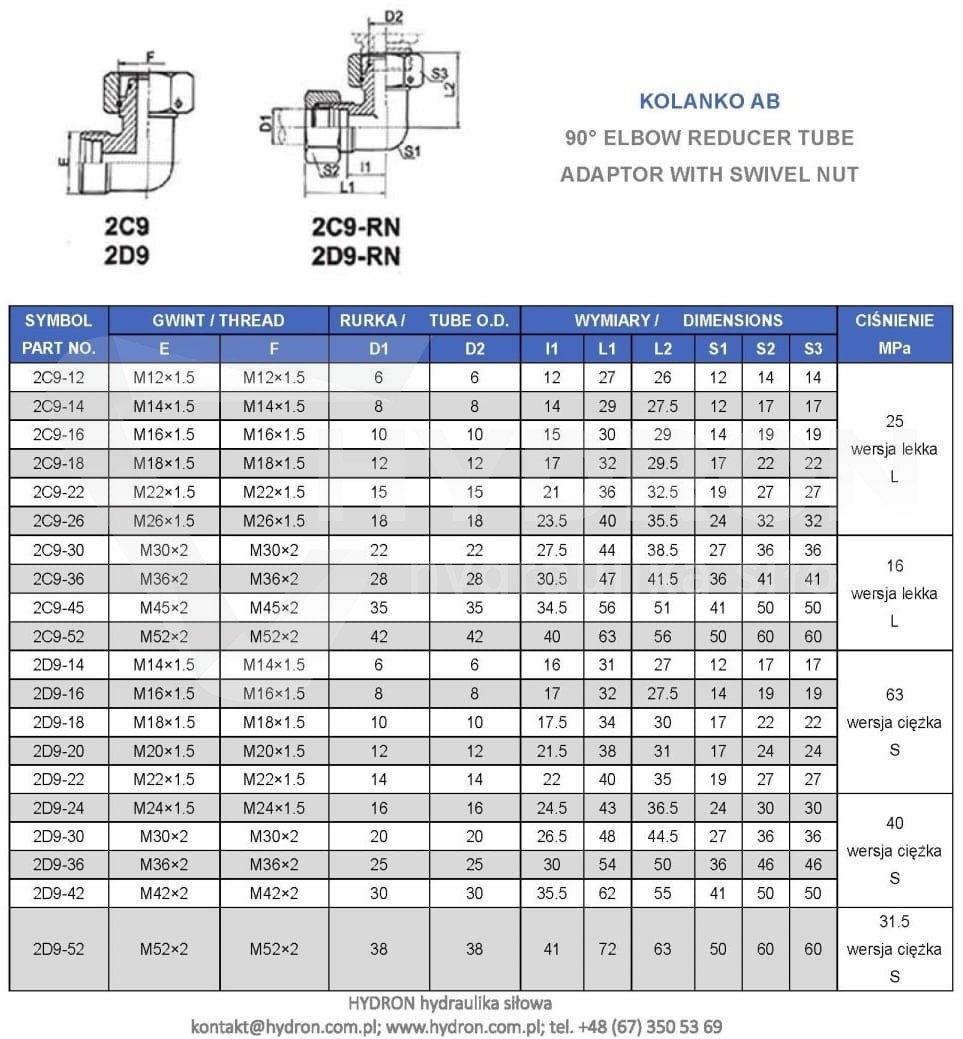 Kolanko AB 90° M52x2 38S
