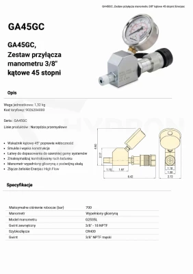 GA45GC Zestaw przyłącza manometru 3/8" NPTF ENERPAC