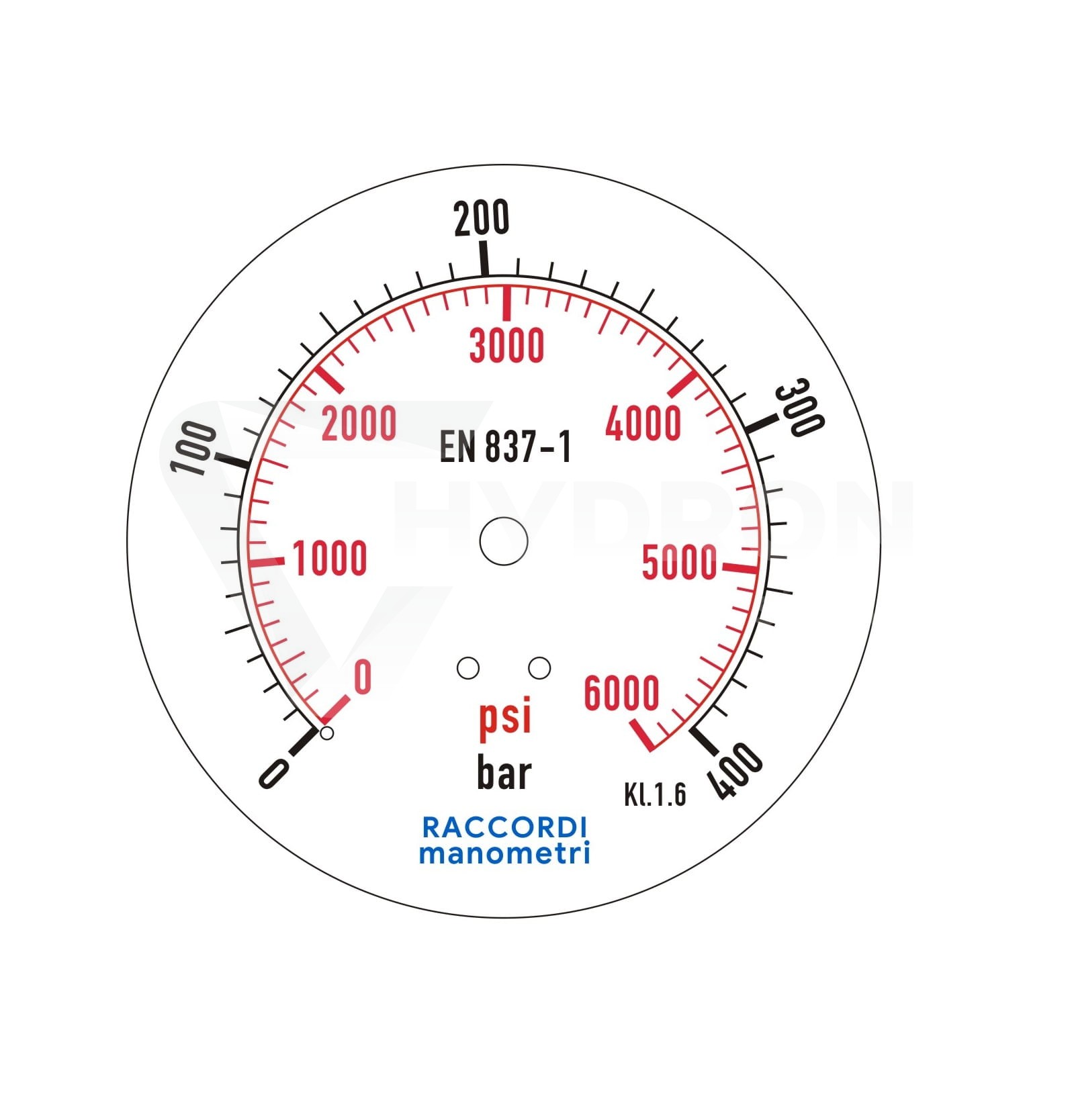 Manometr 100mm do 400 bar tylny 1/2"