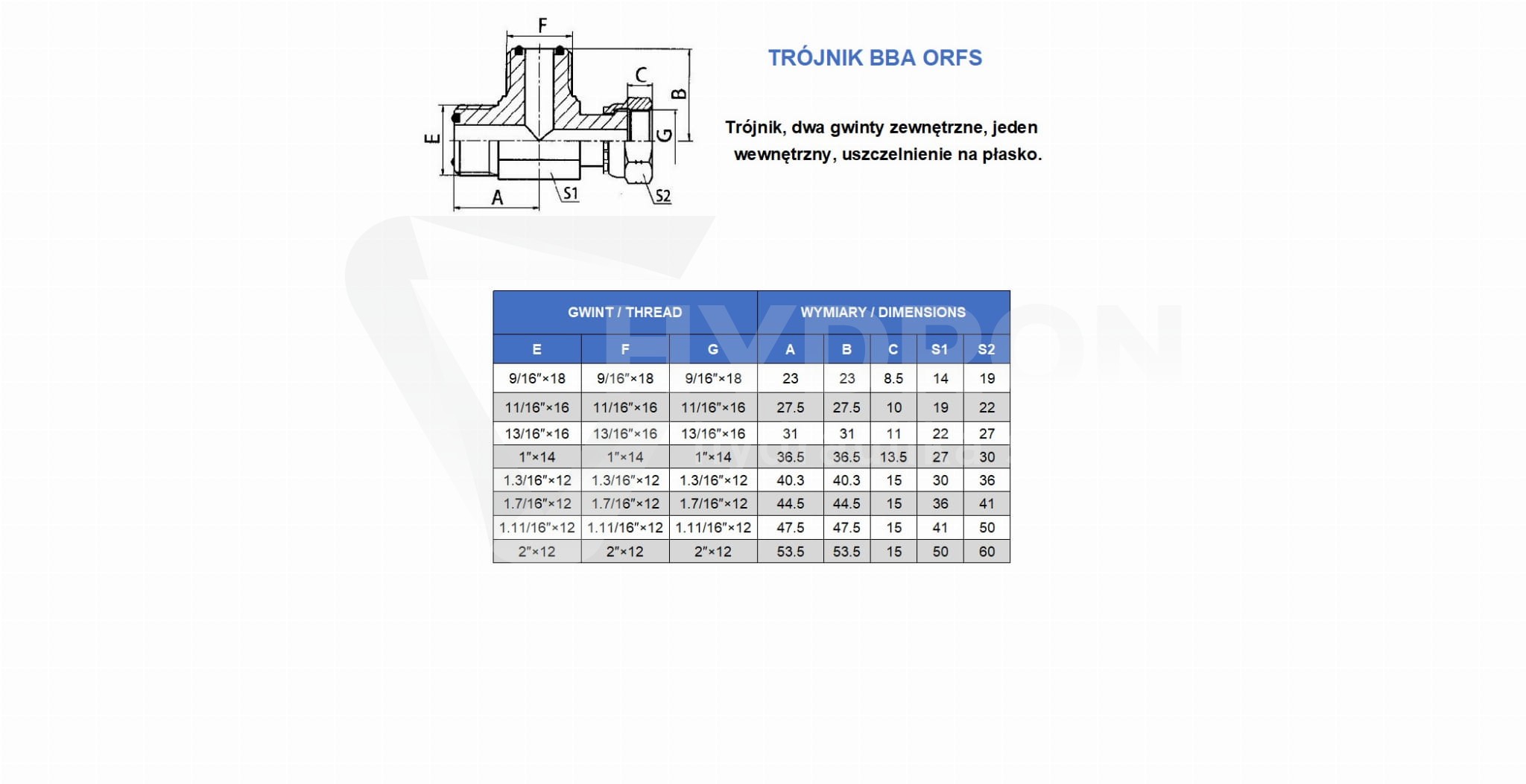 Trójnik BBA ORFS 1.7/16