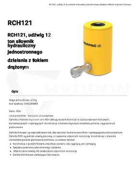 Siłownik hydrauliczny RCH-121 ENERPAC skok 42 mm