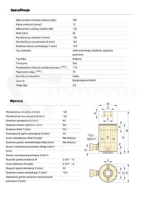 Siłownik hydrauliczny RCH-121 ENERPAC skok 42 mm