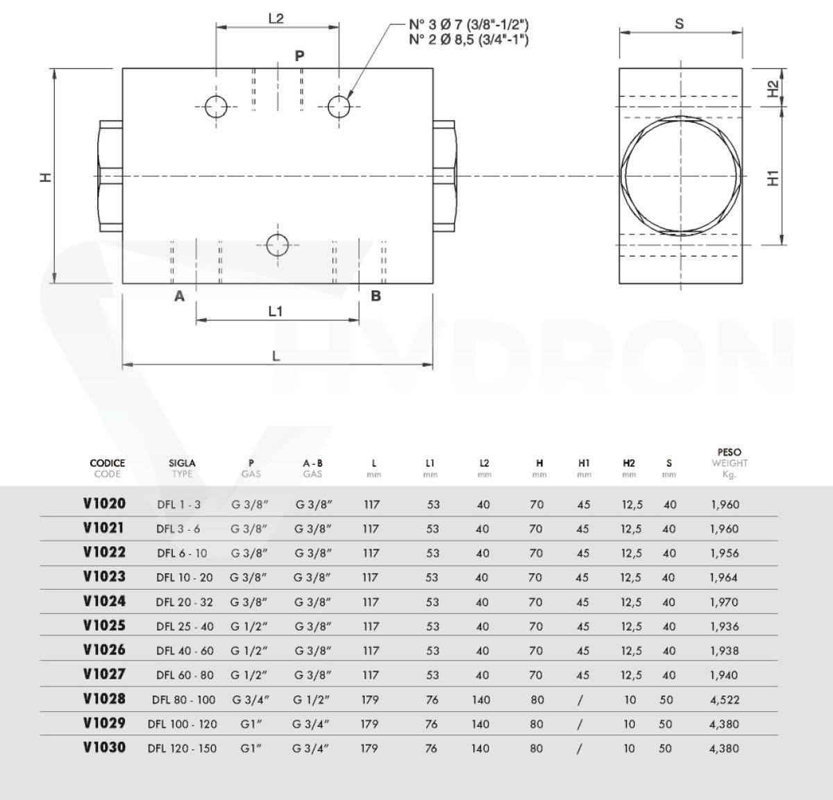 Dzielnik strumienia DFL 10-20 3/8"BSP 50/50
