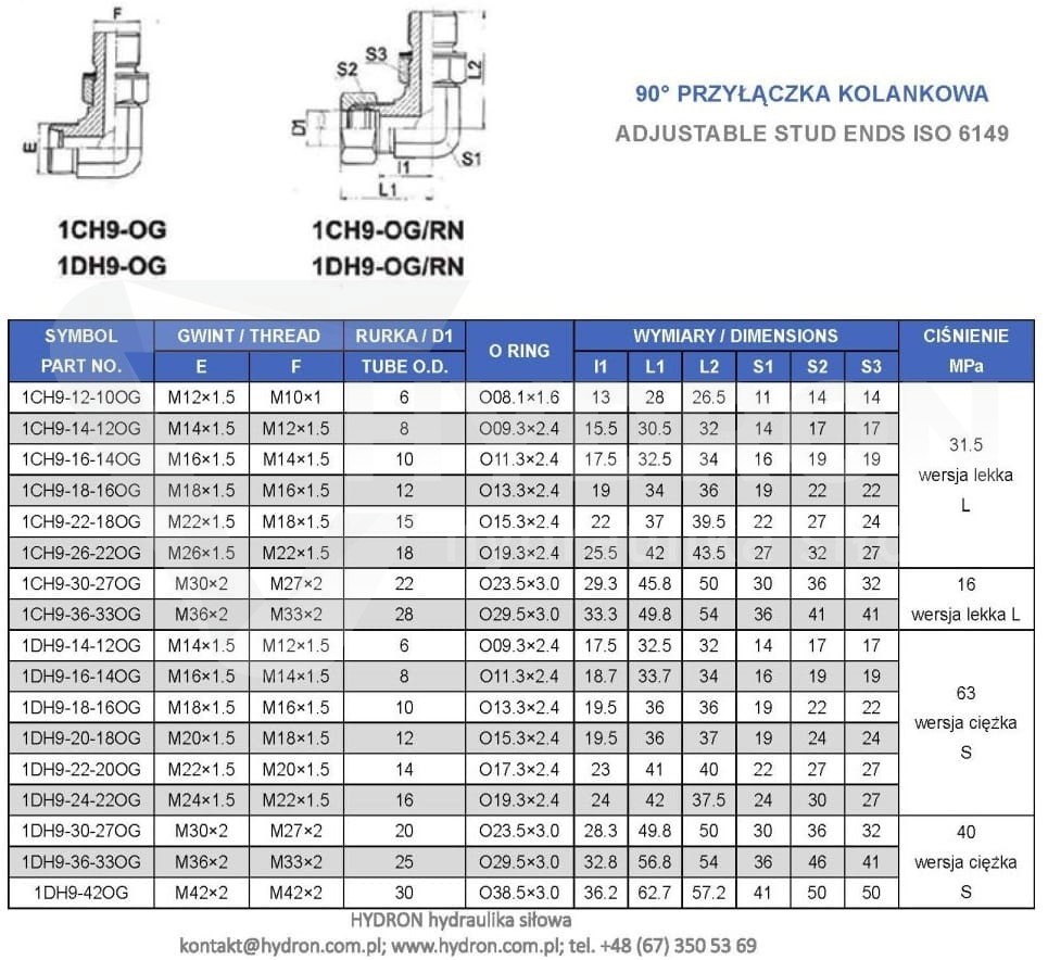 Przyłączka kolankowa 90° 1/4/M14X1,5 8L