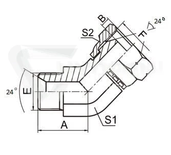 Kolanko AB 45° M18X1,5 12L
