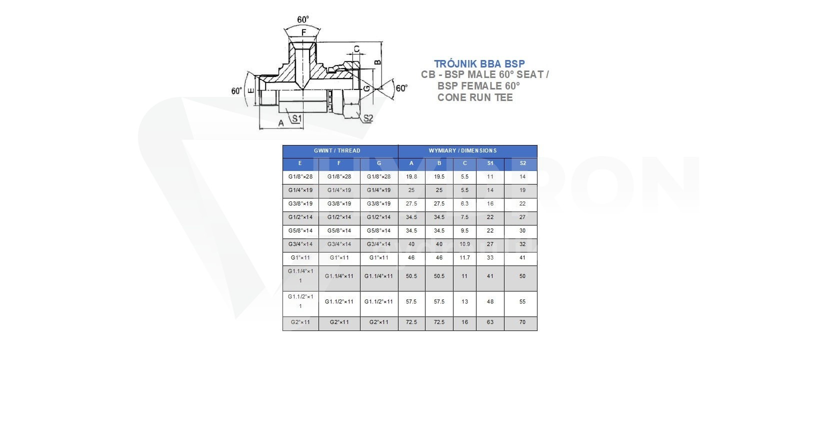 Trójnik BBA 3/8" BSP stal nierdzewna 1.4571