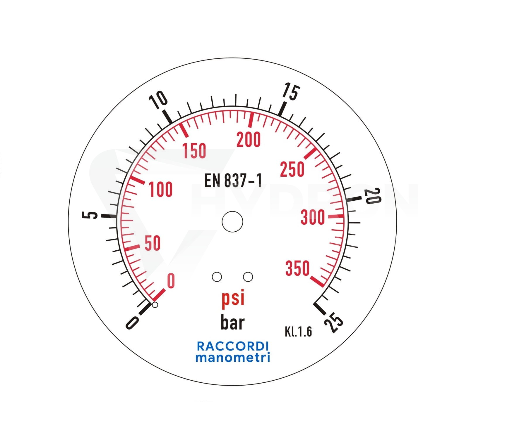 Manometr dolny MG1-100 25 bar gwint 1/2"