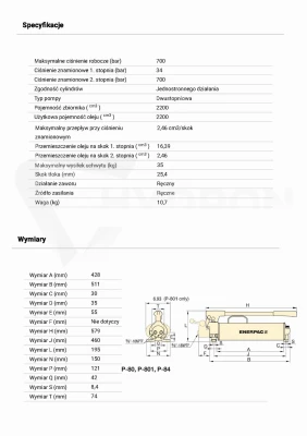 Pompa ręczna ENERPAC P80 ULTIMA dwustopniowa