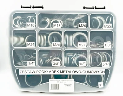 Zestaw podkładek metalowo-gumowych 240 sztuk  box