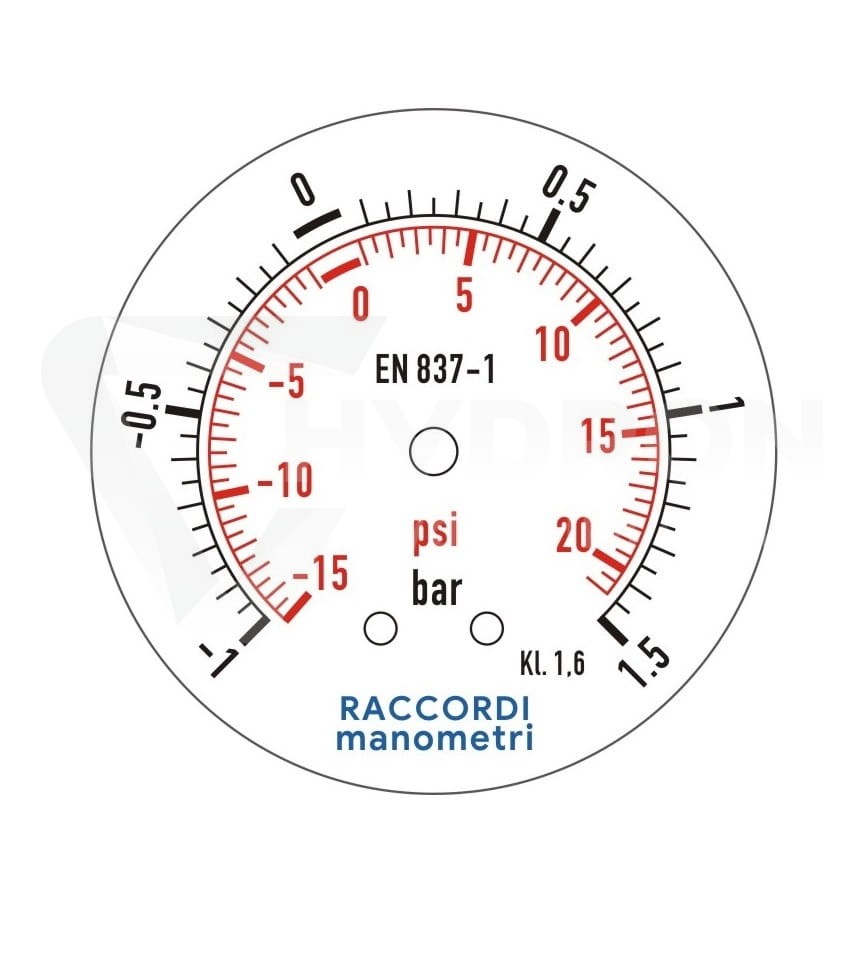 Wakuometr tylny (-1 do 1,5 BAR) gwint 1/4"
