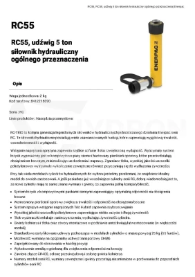 Siłownik hydrauliczny RC55 ENERPAC 5t skok 127 mm