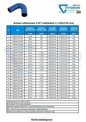 Kolano silikonowe 135° niebieskie fi50 150x150
