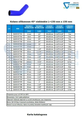 Kolano silikonowe 45° niebieskie fi22 150x150