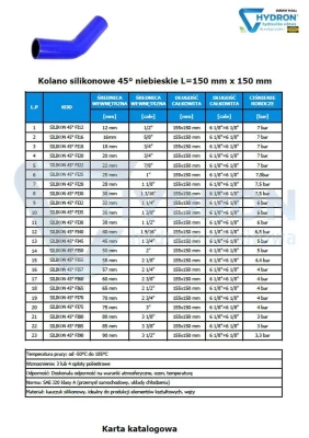 Kolano silikonowe 45° niebieskie fi80 150x150