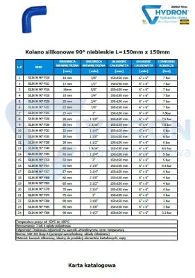 Kolano silikonowe 90° niebieskie fi12 250x250