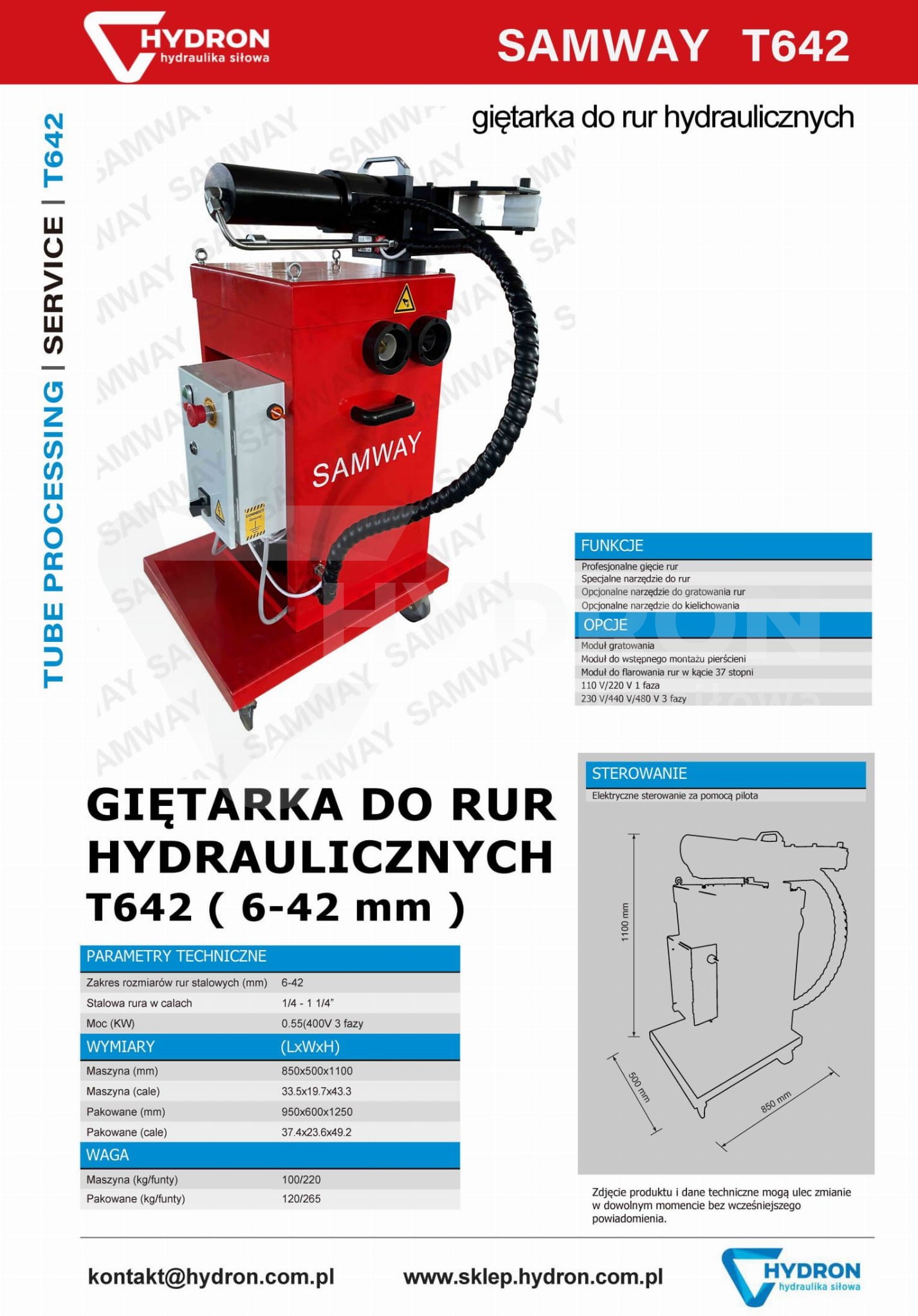 Giętarka do rur hydraulicznych T642 ( 6-42 mm )