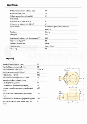 Siłownik hydraul. RSM-200 ENERPAC skok 11 mm, 20t