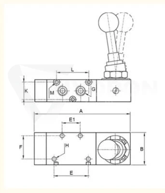 Zawór ręczny pneumatyczny 5/2 bez sprężyny 1/4"