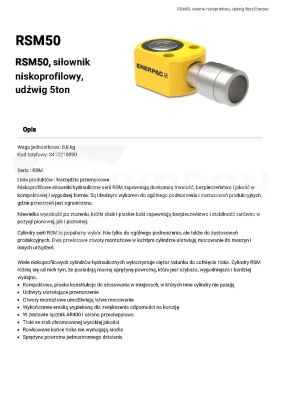 Siłownik hydrauliczny RSM-50 ENERPAC skok 6 mm