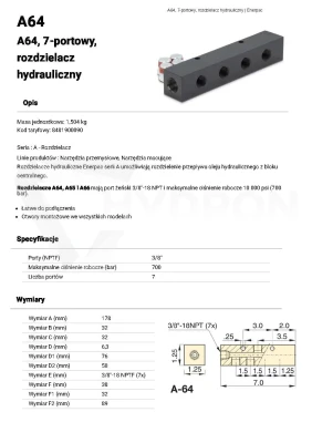 Rozdzielacz A64 ENERPAC 7 wejść 3/8"NPTF