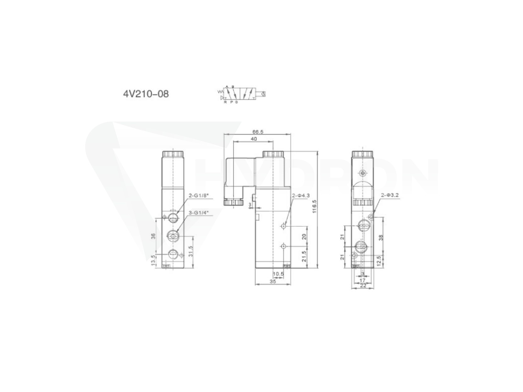 Elektrozawór pneumatyczny 5/2" gwint 1/4" 1 220V