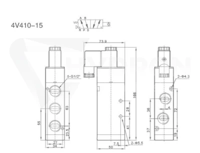 Elektrozawór pneumatyczny 5/2" gwint 1/2" 1 220V