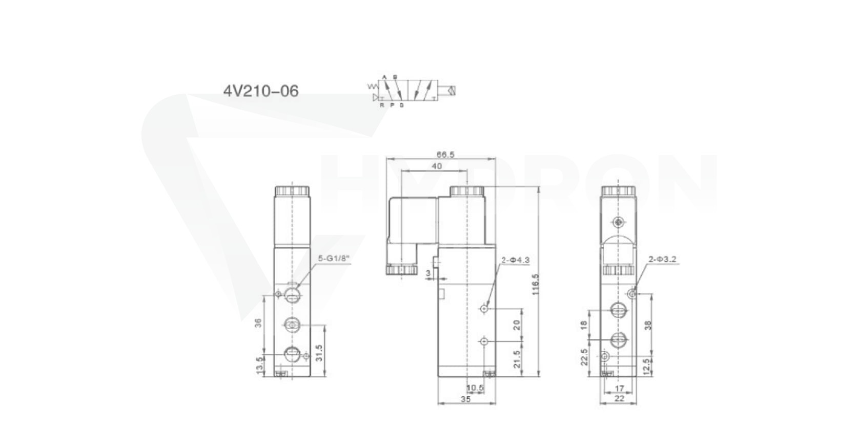 Elektrozawór pneumatyczny 5/2" gwint 1/8" 1 24V