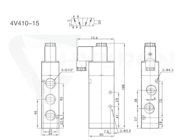 Elektrozawór pneumatyczny 5/2" gwint 1/2" 1 24V