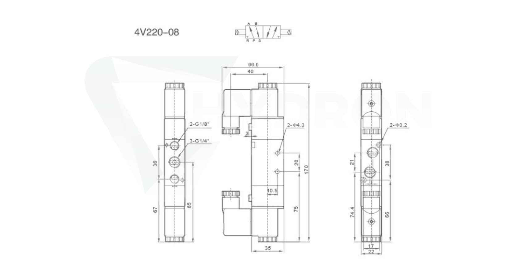 Elektrozawór pneumatyczny 5/2" gwint 1/4" 2 220V