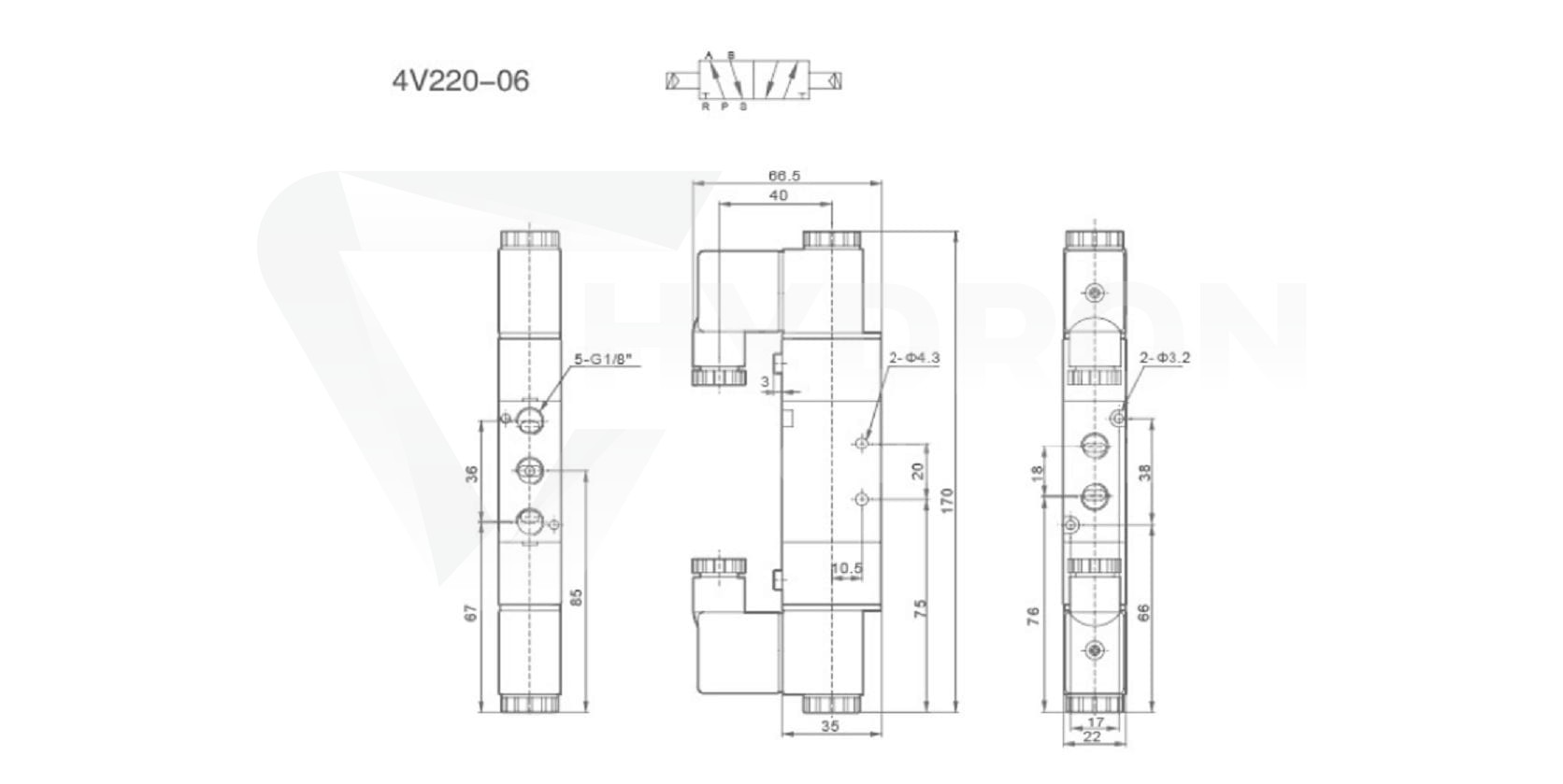Elektrozawór pneumatyczny 5/2" gwint 1/8" 2 24V