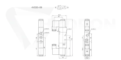Elektrozawór pneumatyczny 5/2" gwint 1/4" 2 24V