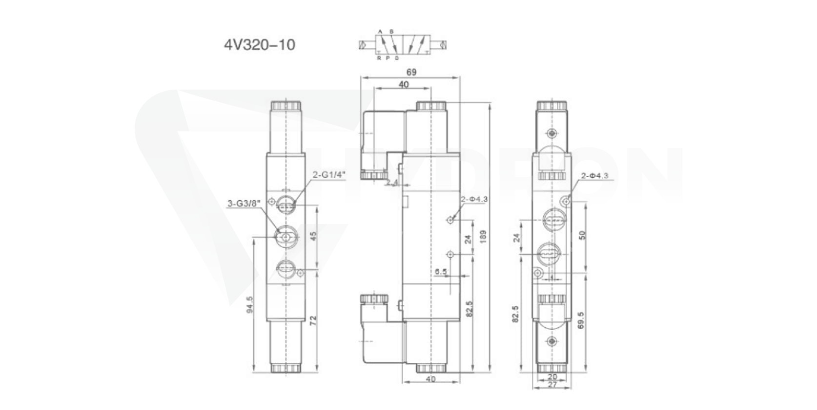 Elektrozawór pneumatyczny 5/2" gwint 3/8" 2 24V
