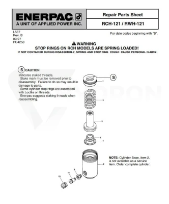Zestaw naprawczy RCH121K1 do siłow. RCH121 ENERPAC